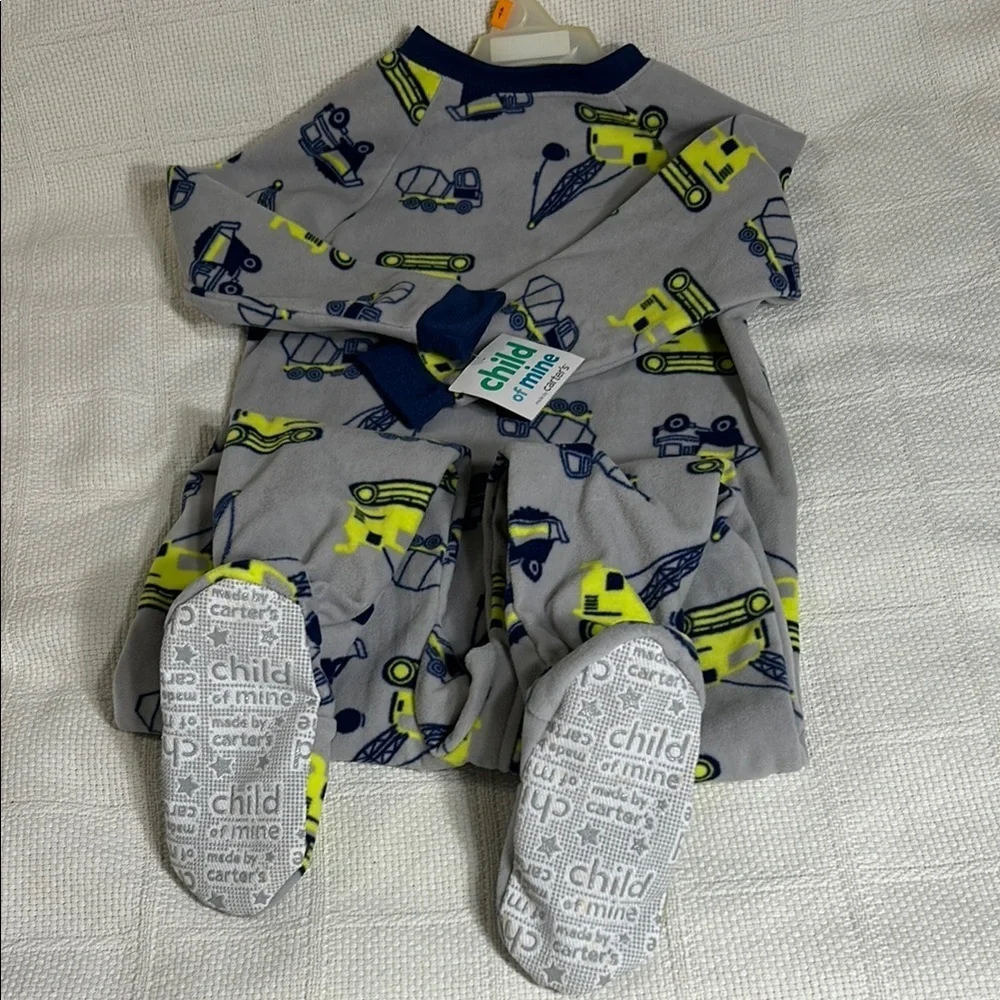 Carter's 4T Gray and Yellow Footed One Piece with Zip-Up Front